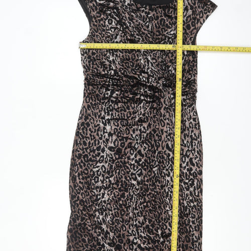 Marks and Spencer Per Una Brown Leopard Sheath Stretch Dress Women’s Size 12