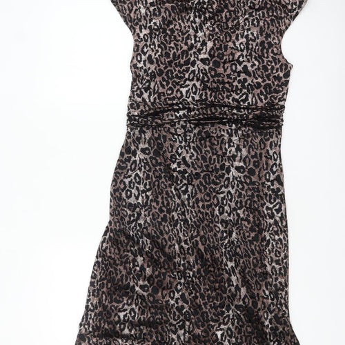 Marks and Spencer Per Una Brown Leopard Sheath Stretch Dress Women’s Size 12