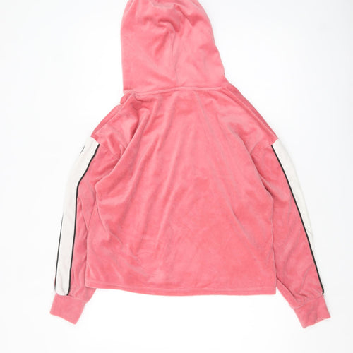 Boux Avenue Women's Pink Velour Girl Gang Pullover Hoodie UK 12