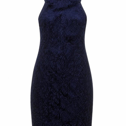 Topshop Women's Blue Velvet Bodycon Halter Sleeveless Dress UK 6