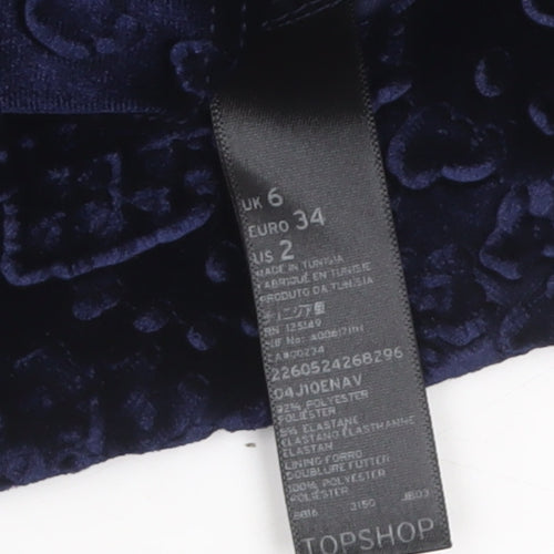Topshop Women's Blue Velvet Bodycon Halter Sleeveless Dress UK 6