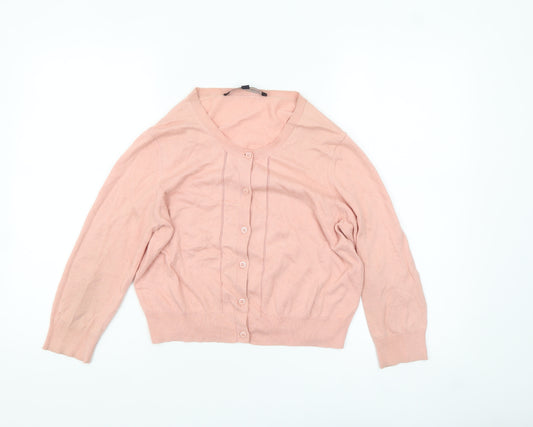 French Connection Women’s Pink Cardigan M Cotton Blend Knit