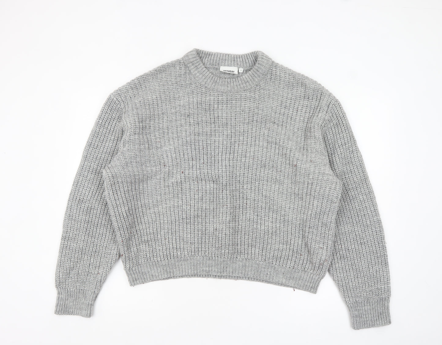 Weekday Women's Grey Chunky Knit Wool Blend Pullover Jumper M
