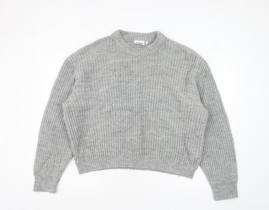 Weekday Women's Grey Chunky Knit Wool Blend Pullover Jumper M