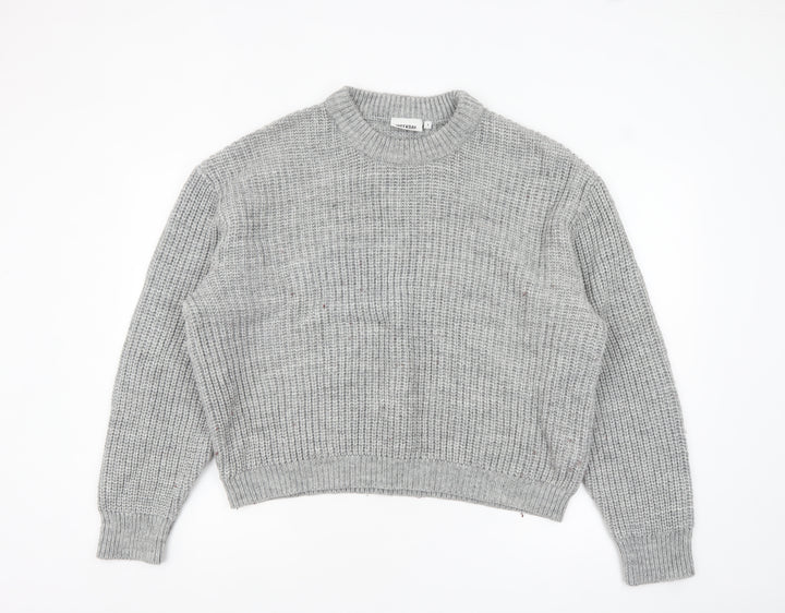 Weekday Women's Grey Chunky Knit Wool Blend Pullover Jumper M
