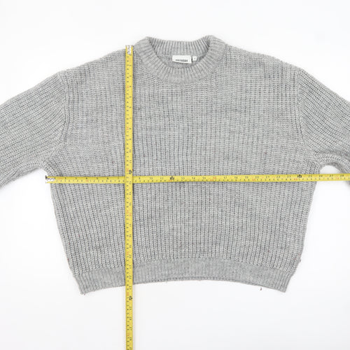 Weekday Women's Grey Chunky Knit Wool Blend Pullover Jumper M