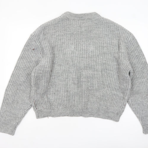 Weekday Women's Grey Chunky Knit Wool Blend Pullover Jumper M