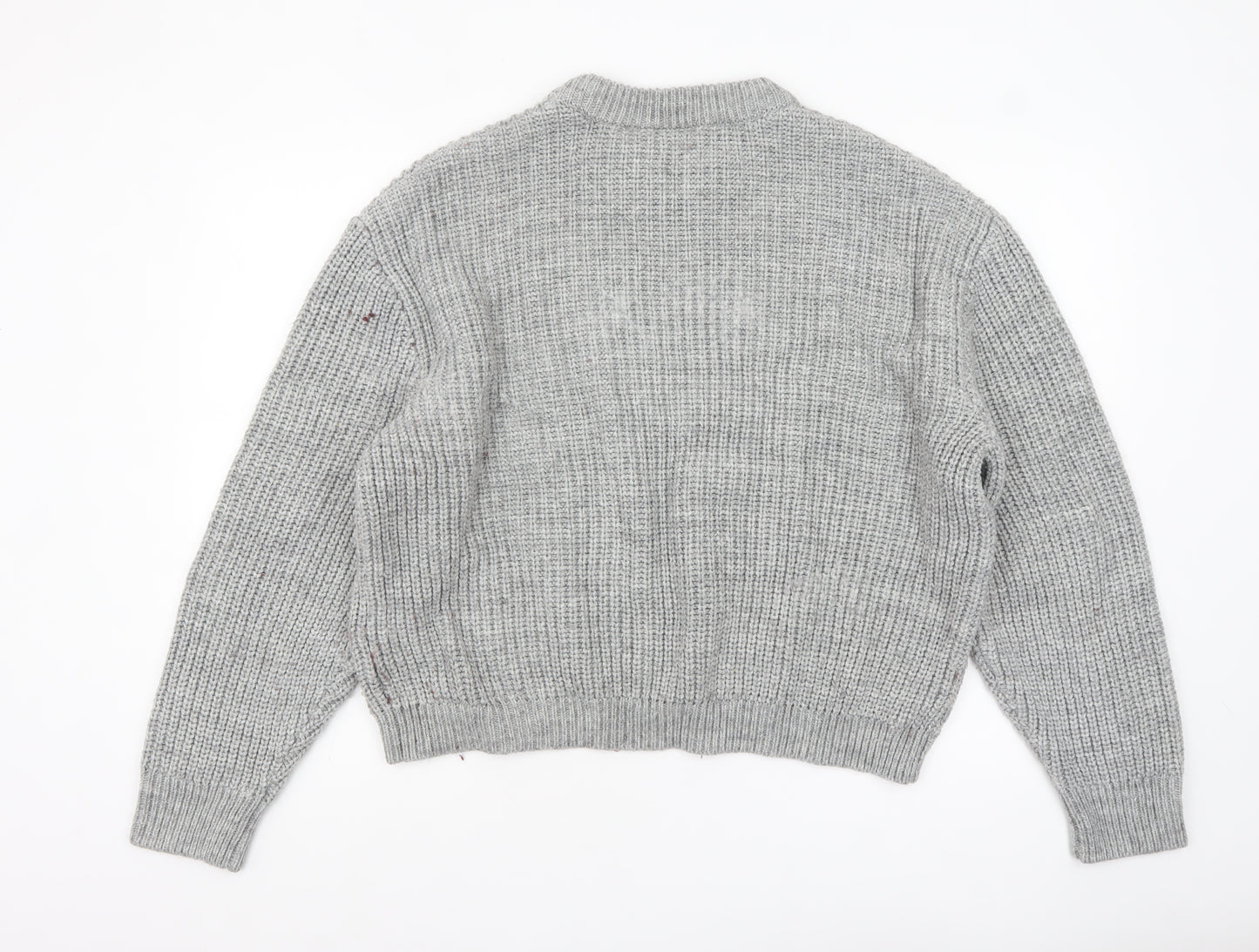 Weekday Women's Grey Chunky Knit Wool Blend Pullover Jumper M