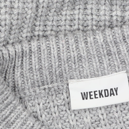 Weekday Women's Grey Chunky Knit Wool Blend Pullover Jumper M