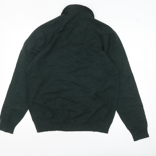 Next Men's Green Collared Henley Cotton Jumper Size L