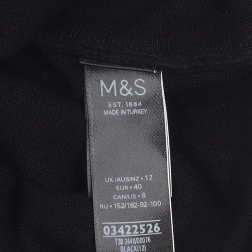 Marks and Spencer Women’s Black Knit A-Line Midi Skirt Size 12