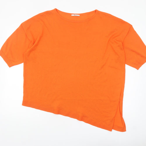 Tu Women Orange Size 16 Relaxed Fit Short Sleeve Pullover Jumper