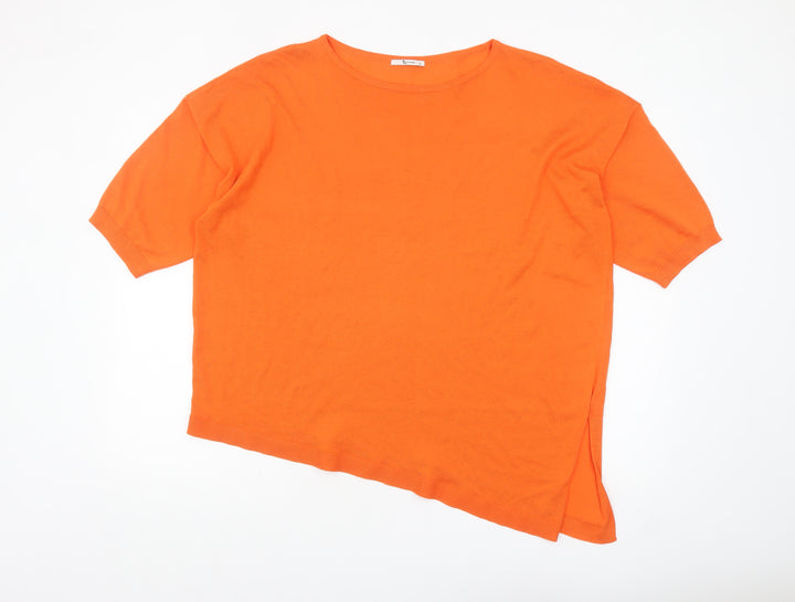 Tu Women Orange Size 16 Relaxed Fit Short Sleeve Pullover Jumper