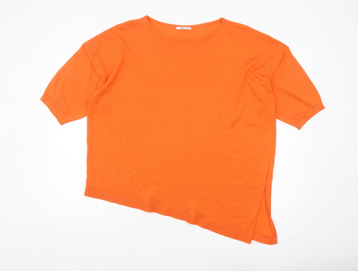 Tu Women Orange Size 16 Relaxed Fit Short Sleeve Pullover Jumper