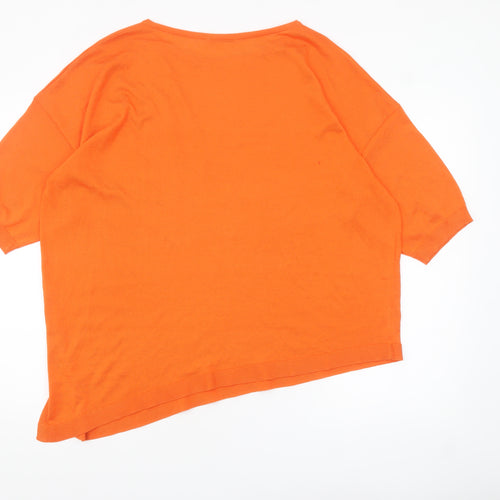 Tu Women Orange Size 16 Relaxed Fit Short Sleeve Pullover Jumper
