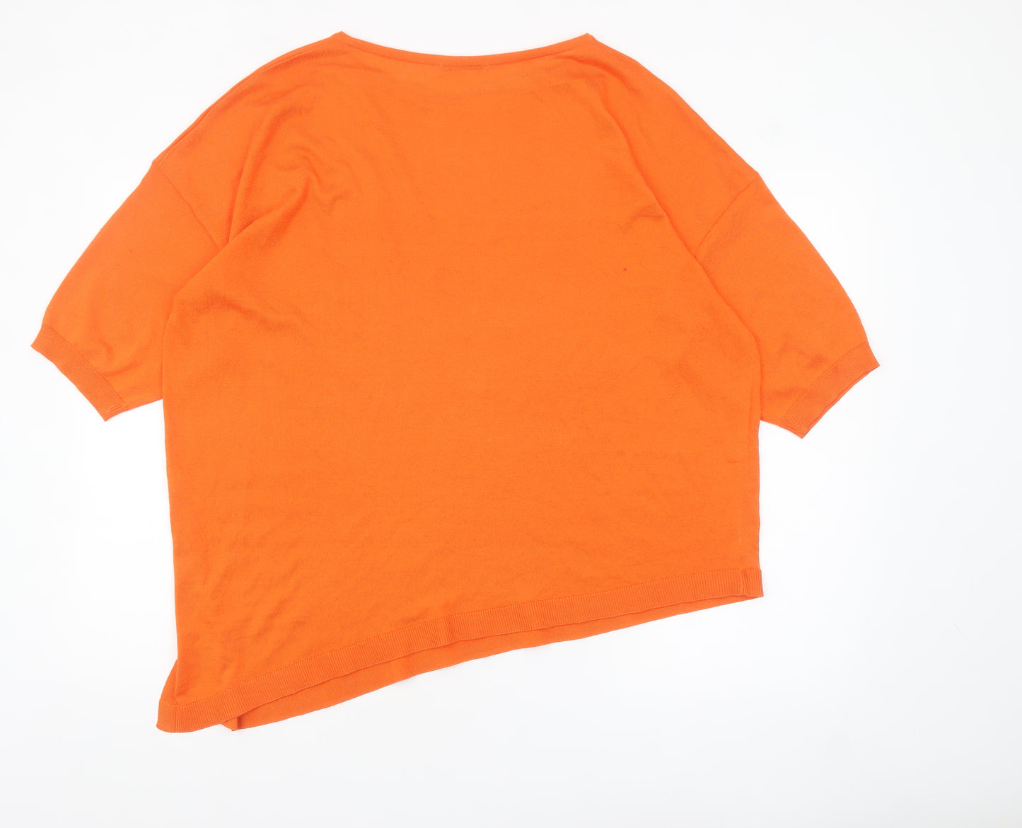 Tu Women Orange Size 16 Relaxed Fit Short Sleeve Pullover Jumper