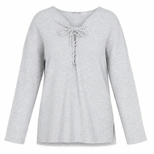 Missguided Women’s Grey Lace-Up Knit Tunic Top Size 8
