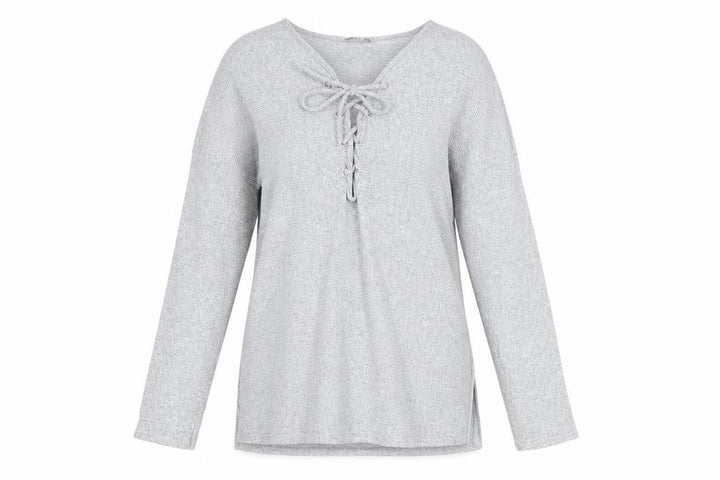 Missguided Women’s Grey Lace-Up Knit Tunic Top Size 8