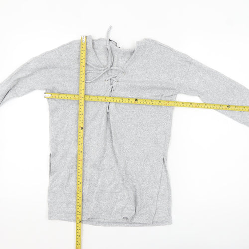 Missguided Women’s Grey Lace-Up Knit Tunic Top Size 8