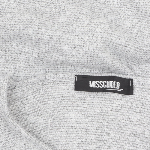 Missguided Women’s Grey Lace-Up Knit Tunic Top Size 8