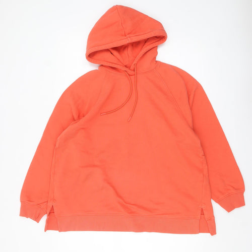 Marks and Spencer Women Coral Orange Pullover Hoodie Size 16 Cotton Blend