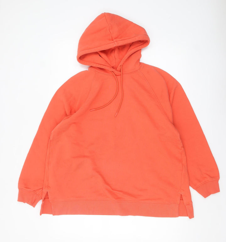 Marks and Spencer Women Coral Orange Pullover Hoodie Size 16 Cotton Blend