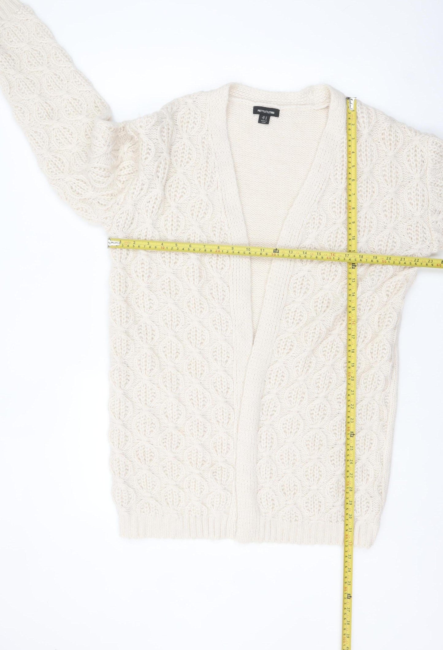 PrettyLittleThing Women Ivory Chunky Knit Cardigan M