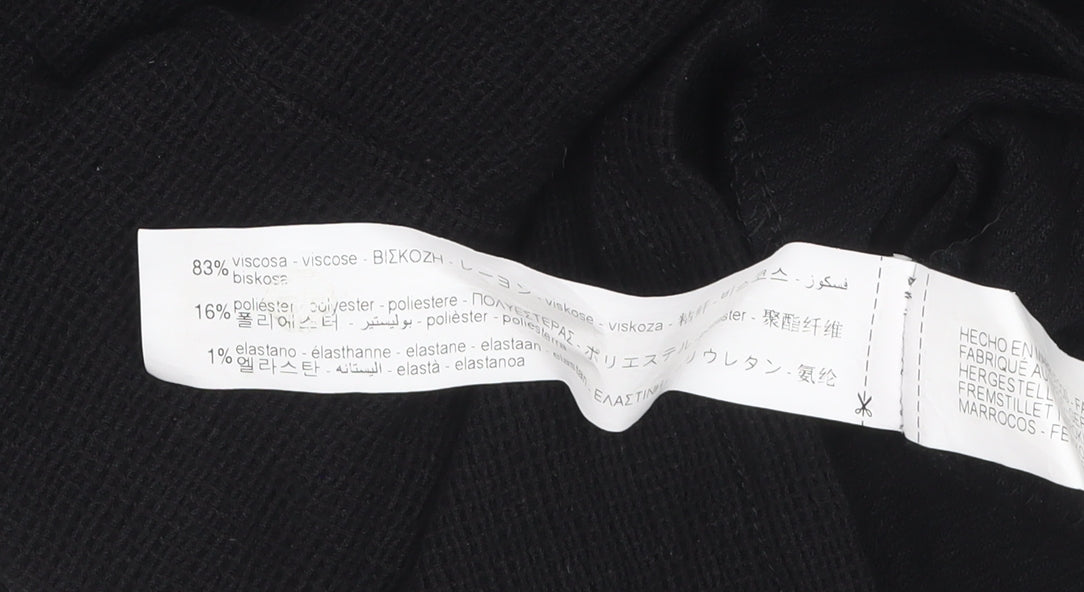 Zara Women's Black Knit Long Sleeve Button Blouse Size 12