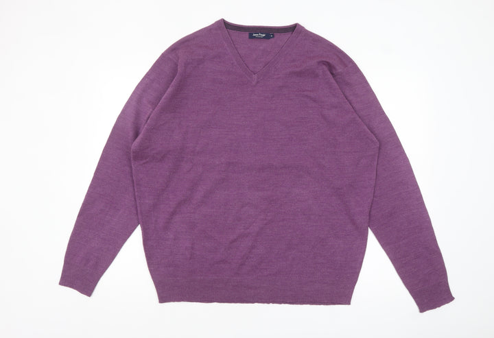 James Pringle Men’s Purple V-Neck Acrylic Jumper XL