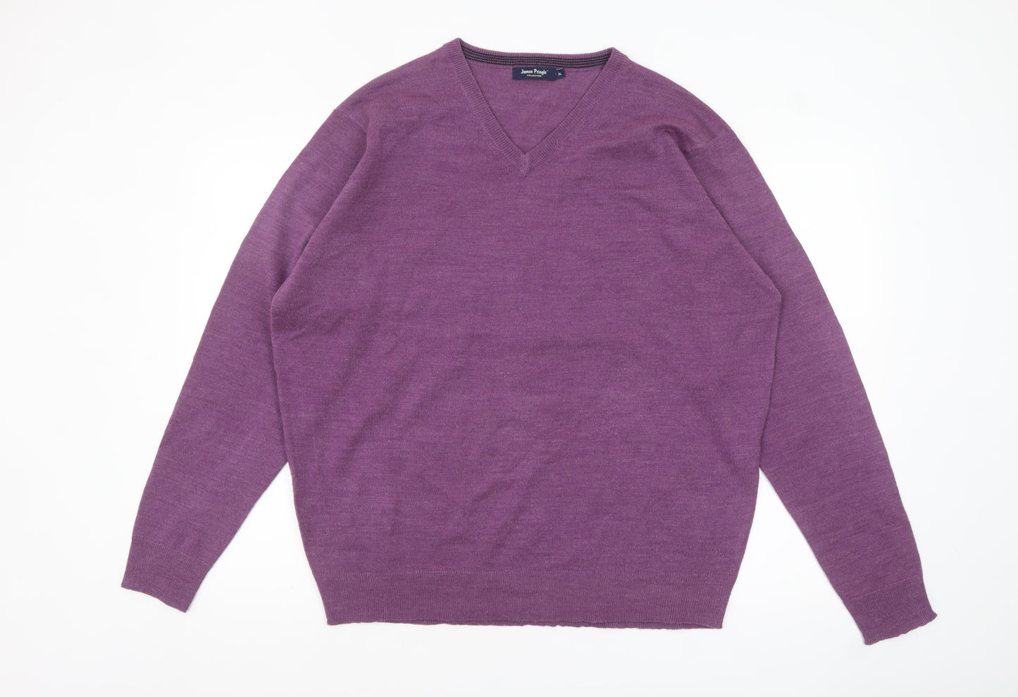 James Pringle Men’s Purple V-Neck Acrylic Jumper XL