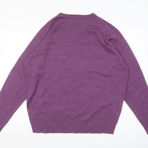 James Pringle Men’s Purple V-Neck Acrylic Jumper XL