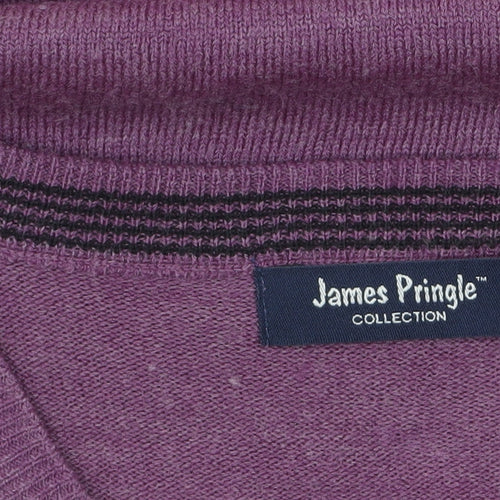 James Pringle Men’s Purple V-Neck Acrylic Jumper XL