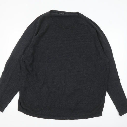 Red Herring Men's Black 2XL Cotton Crew Neck Pullover Jumper