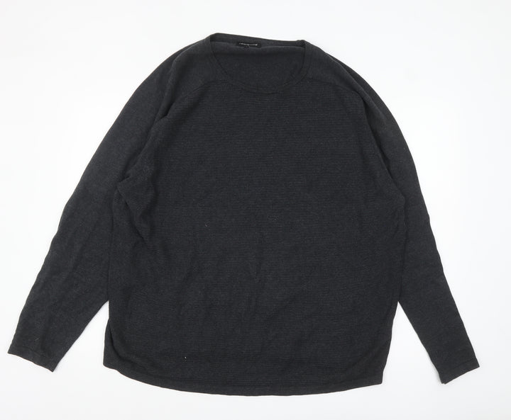 Red Herring Men's Black 2XL Cotton Crew Neck Pullover Jumper