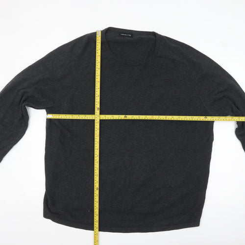Red Herring Men's Black 2XL Cotton Crew Neck Pullover Jumper