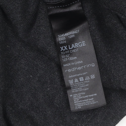 Red Herring Men's Black 2XL Cotton Crew Neck Pullover Jumper