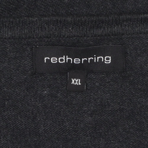Red Herring Men's Black 2XL Cotton Crew Neck Pullover Jumper