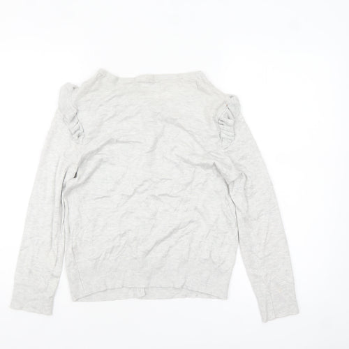 Red Herring Women Grey Size 10 Ruffle Long Sleeve Cardigan
