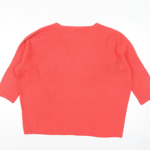 Pull & Bear Women Pink V-Neck Open-Knit Jumper Size 12