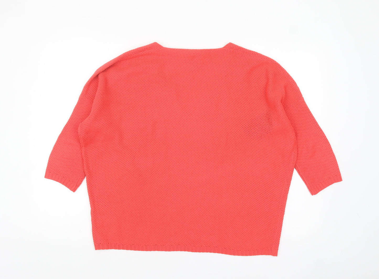 Pull & Bear Women Pink V-Neck Open-Knit Jumper Size 12