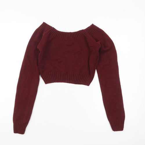 Pink Vanilla Women's Red Boat Neck Knit Jumper S