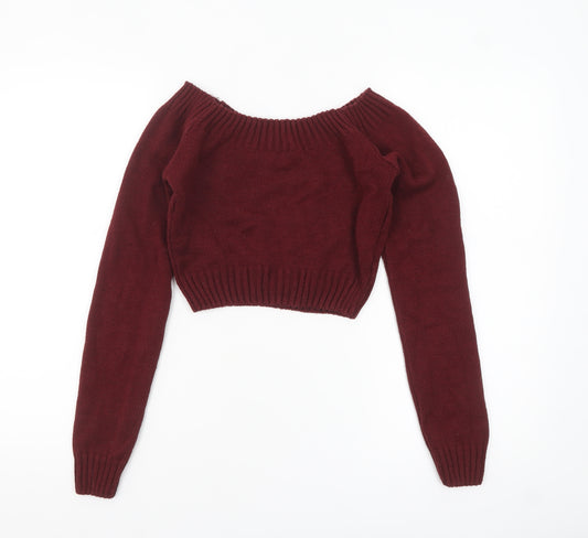 Pink Vanilla Women's Red Boat Neck Knit Jumper S