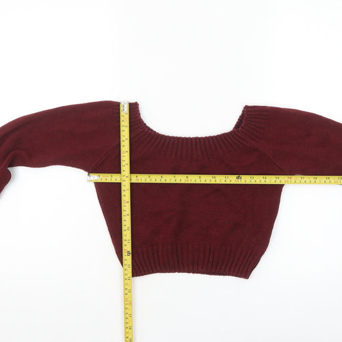 Pink Vanilla Women's Red Boat Neck Knit Jumper S