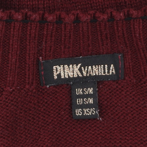 Pink Vanilla Women's Red Boat Neck Knit Jumper S