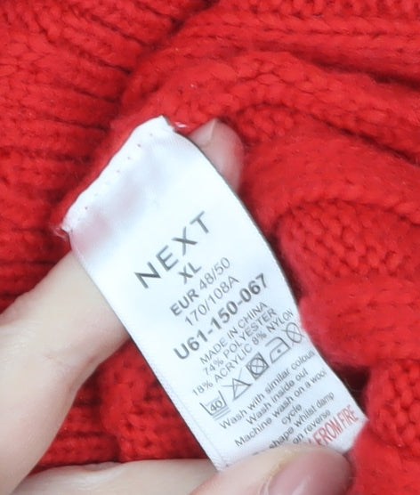 Next Womens Red Cable Knit Cardigan XL V-Neck Long Sleeve