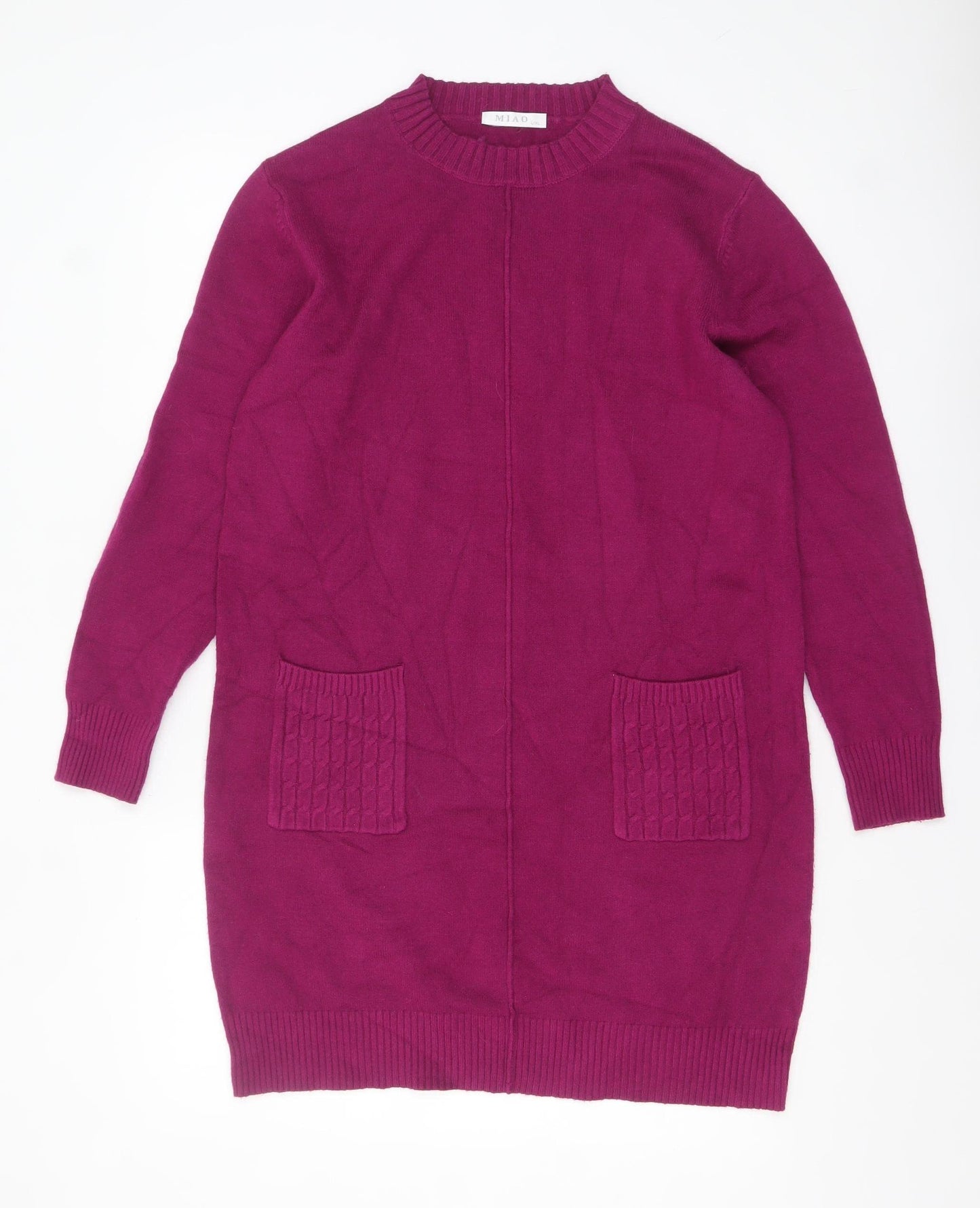 MIAO Womens Purple Long Sleeve Tunic Knit Jumper Size L