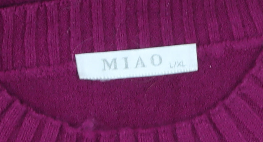MIAO Womens Purple Long Sleeve Tunic Knit Jumper Size L
