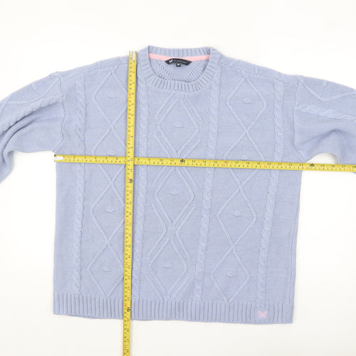 Crew Clothing Women Blue Cable-Knit Wool Blend Jumper Size 16