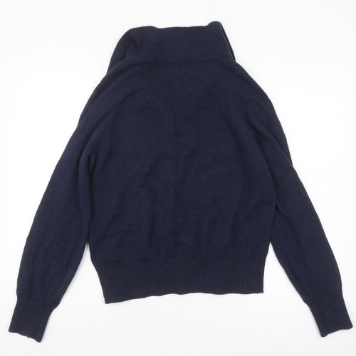 Joules Women's Blue Collared Knit Cotton Blend Jumper Size 12