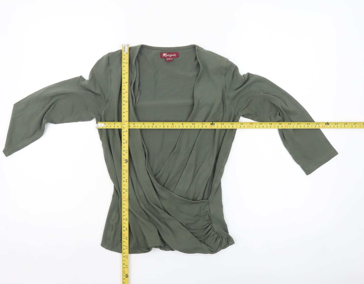 Monsoon Women’s Green Wrap Jersey Blouse UK 10